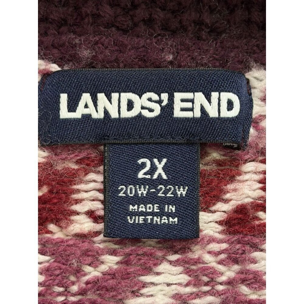 Lands’ End Lofty Cozy Cowlneck Leopard Sweater Plus 2X Burgundy Plum - Picture 2 of 11